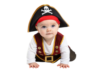 PNG Adorable caucasian baby dressed as pirate crawler