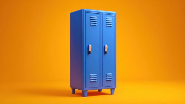 Blue locker on orange background - Powered by Adobe