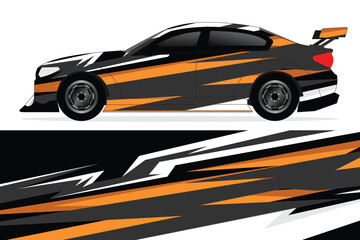 Obraz premium Racing car design with dynamic stripes on a white background