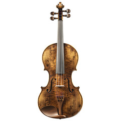 Antique violin detailed view on transparent background