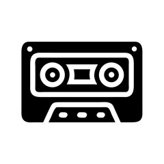 Obraz premium Cassette Tape Icon Representing Analog Audio and Retro Music Playback