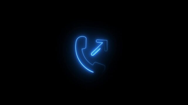 Neon Outgoing phone call icon animated video