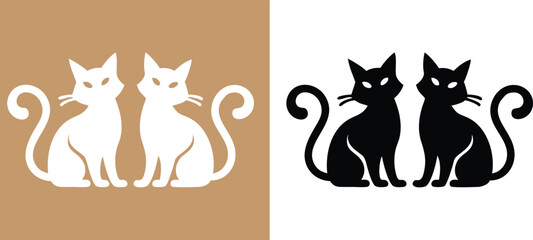 Set of black cat silhouettes, cat icon, logo, collection, Vector illustration
