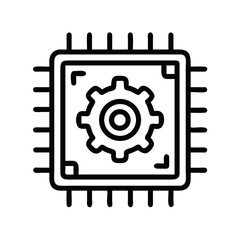 Obraz premium CPU with Gear Icon Representing Processing Power and System Configuration
