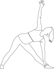 Trikonasana Yoga Stretch Vector  Strength & Flexibility in Minimal Line Art, work out, gym, health