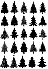 Obraz premium Evergreen Elegance: A Silhouetted Collection AI Generated