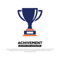 Achievement Icon. Trophy Cup for Goal Completion and Success Recognition. Flat icon editable.