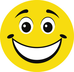 Fototapeta premium Classic yellow smiley face icon with black eyes and a curved smile, symbolizing happiness and positivity. Widely recognized and used in digital media, communication, and cheerful design themes