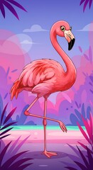 Obraz premium Pink Paradise Flamingo AI Generated