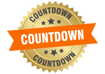countdown. countdown round orange and gold label isolated on transparent background