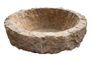 PNG Ancient stone basin with rough texture and circular design