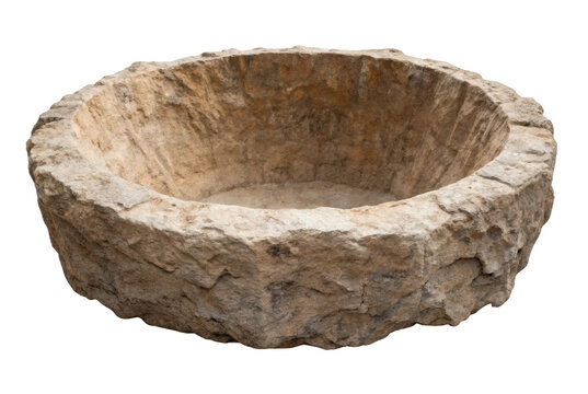 PNG Ancient stone basin with rough texture and circular design