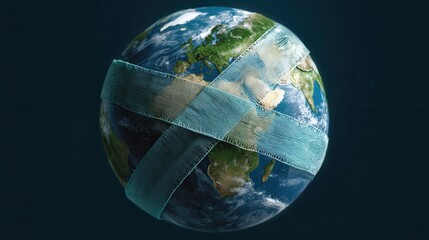 Earth with Bandages Symbolizing Healing and Global Care Initiatives