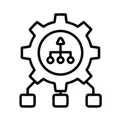 Gear with Network Diagram Icon Representing System Integration and Network Configuration