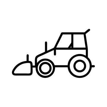 Minimalistic push-back tractor illustration in simple line art style  