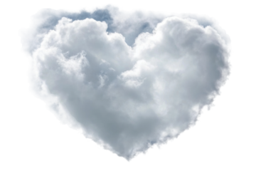 PNG Heart-shaped cloud floating in blue sky