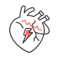 Fototapeta premium Heart with Lightning Bolt Icon Representing Cardiac Emergency and Heart Health