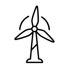 Obraz premium Wind turbine icon in minimalist line style on white background 