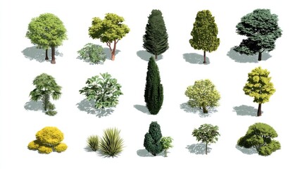 Collection of various trees and shrubs
