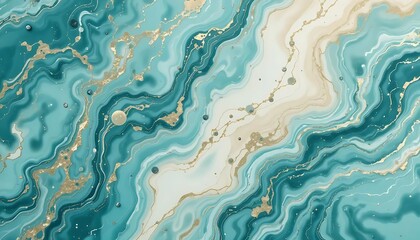 Obraz premium Abstract turquoise and gold marble texture with flowing lines creating a luxurious and artistic background