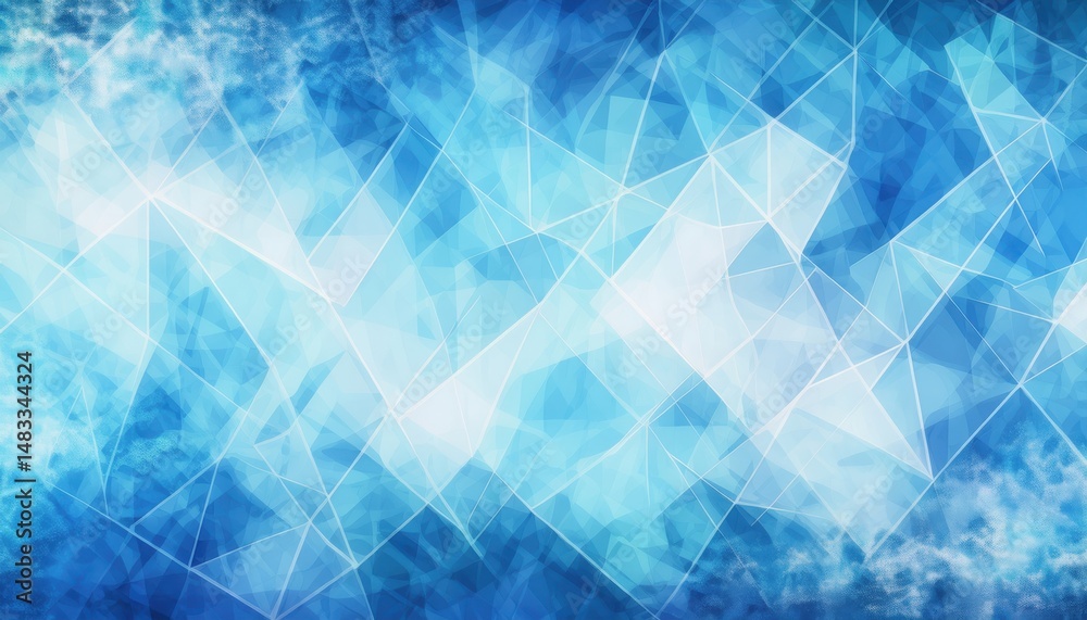 Aufkleber abstract icy blue geometric crystal pattern background for web design, branding, print, and digital 