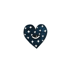 blue watercolor heart illustration with white stars isolated on white background, heart with all-seeing eye, esoteric drawing, hand drawn heart, heart element for design