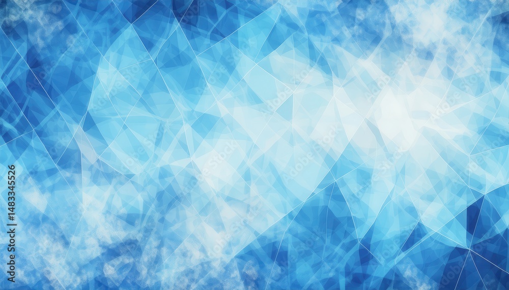 Poster abstract icy blue geometric crystal pattern background for web design, branding, print, and digital 