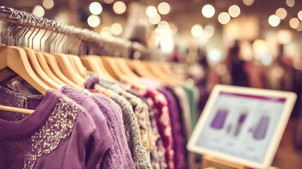 on counter showing fashion store homepage with colorful interface