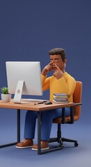 Digital Fatigue: A 3D Render of Workplace Exhaustion