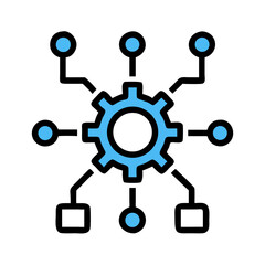 Network with Central Gear Icon Representing System Integration and Process Control
