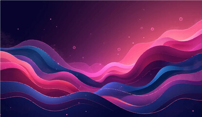 Abstract blue purple and red background with flowing waves and swirling light patterns