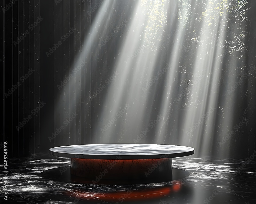 Canvas Prints minimalist display table in a dramatic spotlight