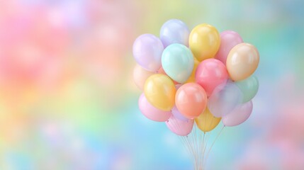 Pastel colored balloons in a cluster