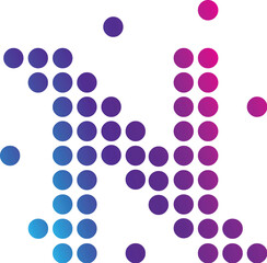 Symbol of the N letter logo with neon style color for brand or identity