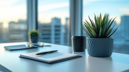 Modern workspace with natural elements