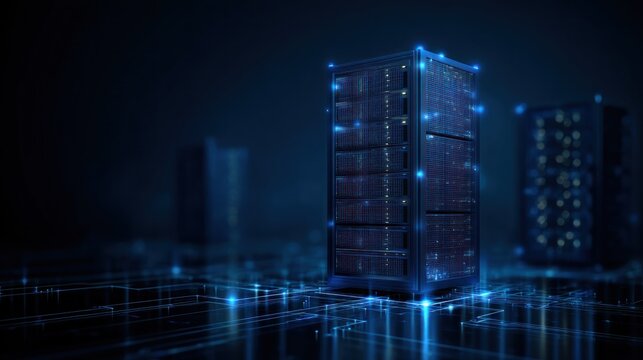 Modern server rack in data center