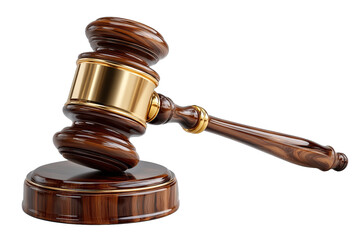 Wooden judge gavel isolated on transparent background isolated white background