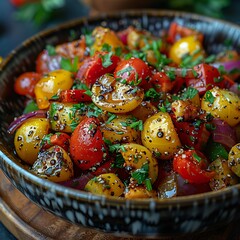 Fototapeta premium Delicious Grilled Tomato Salad Recipe with Herbs and Spices