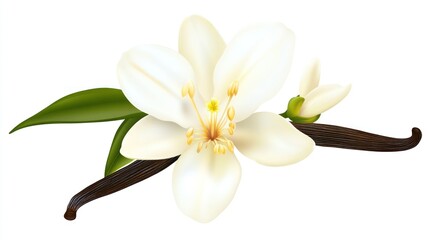 Vanilla Flower and Bean: A Botanical Illustration