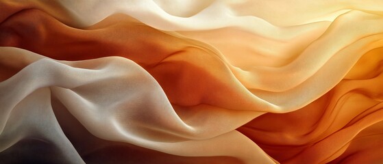 Obraz premium Ethereal flowing fabric waves in amber light
