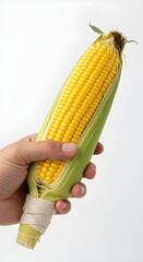 Hand Holding Fresh Corn on the Cob