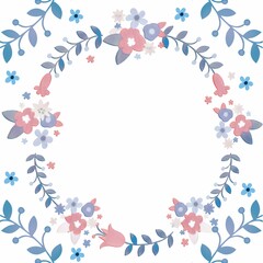 Pastel Folk Floral Wreath – Decorative Circle Frame