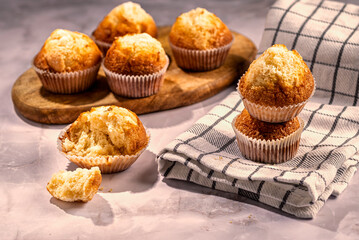 Freshly Baked Muffins on Rustic Linen