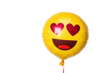 PNG Heart-eyed emoji balloon on black background: joyful expression