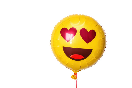 PNG Heart-eyed emoji balloon on black background: joyful expression - Powered by Adobe