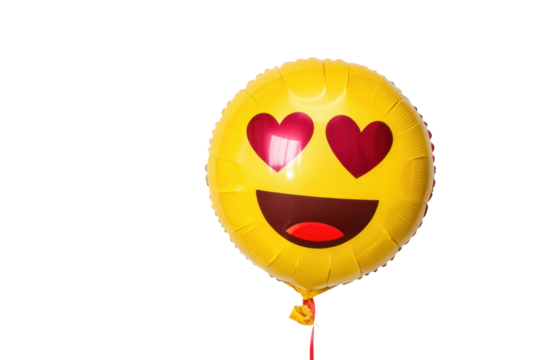 PNG Heart-eyed emoji balloon on black background: joyful expression