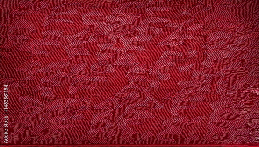 Poster deep red embossed textile with abstract wave pattern for luxury branding, print, packaging, web back