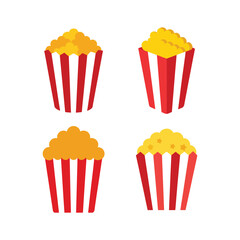 A set of colorful popcorn vector art illustration