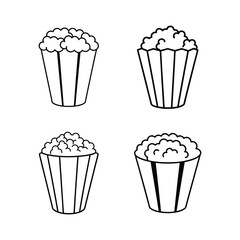 A set of popcorn line art vector illustration