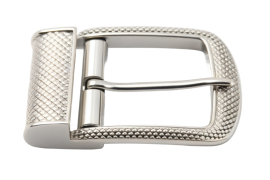 PNG Silver metal belt buckle with textured design on white background
